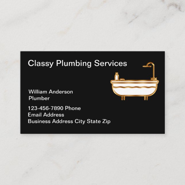 Classy Plumbing Service Luxury Bath  Business Card (Front)