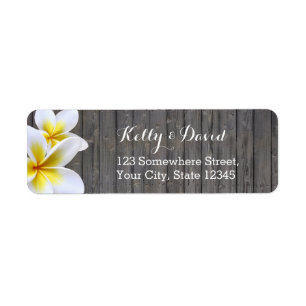 Classy Plumeria Flower Wood Return Address Labels