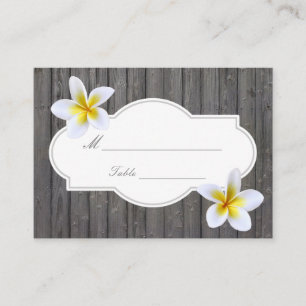Classy Plumeria Flowers Beach Wedding Place Card