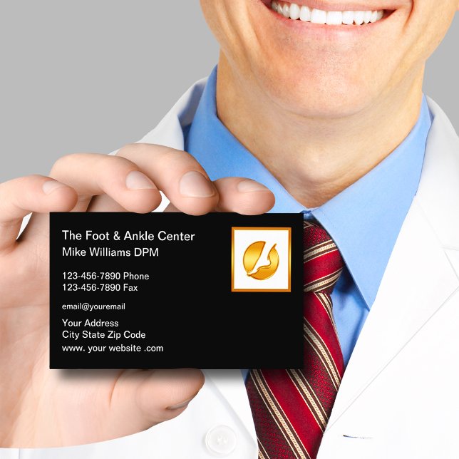 Classy Podiatrist Foot And Ankle Business Cards (Creator Uploaded)