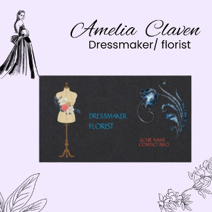 Classy Premium Black Paper Dressmaker Florist Calling Card