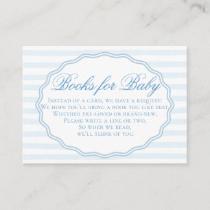 Classy Preppy Blue White Stripes Books for Baby Enclosure Card