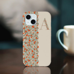 Classy Pretty MONOGRAM A BEIGE FLORAL Case-Mate   iPhone 15 Case