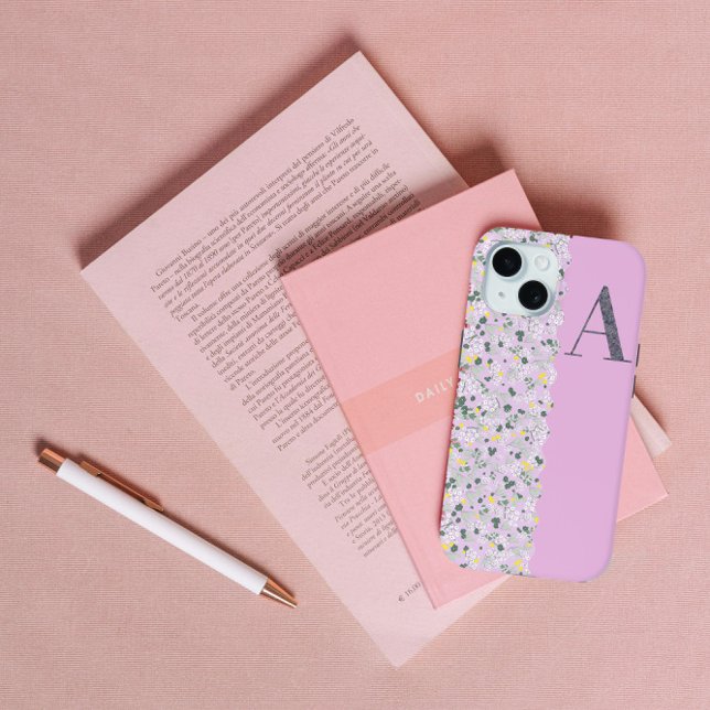 Classy Pretty MONOGRAM A LILAC FLOWERS  Case-Mate iPhone Case (Creator Uploaded)