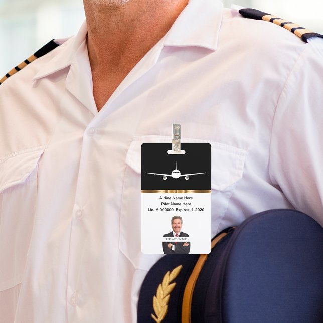Classy Private Airline Pilot Photo ID ID Badge (Creator Uploaded)