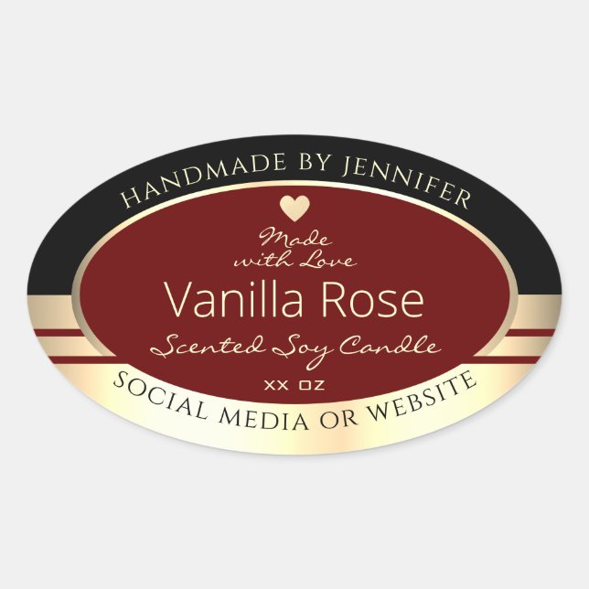 Classy Product Labels Black Black Burgundy Gold (Front)