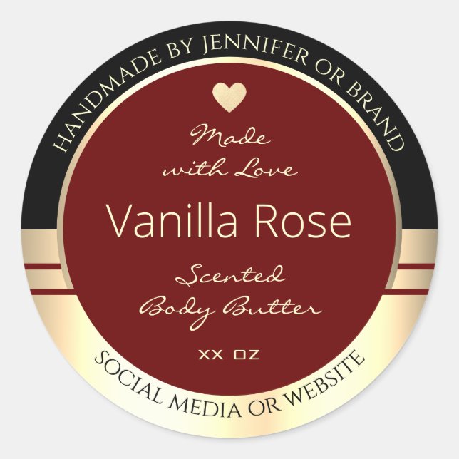 Classy Product Labels Black Black Burgundy Gold (Front)