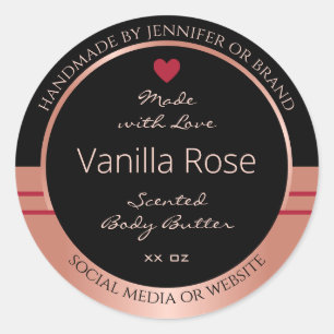 Classy Product Packaging Label Black and Rose Gold