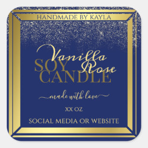 Classy Product Packaging Labels Dark Blue and Gold