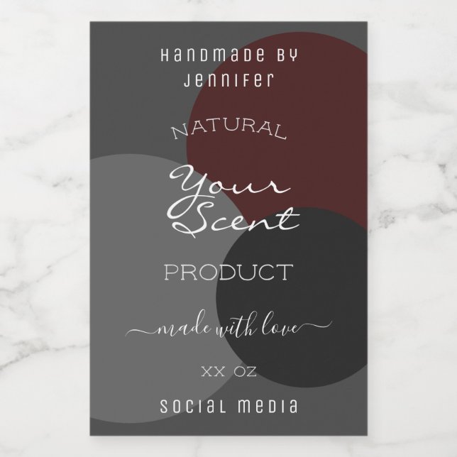 Classy Product Packaging Labels Dark Grey Burgundy (Single Label)