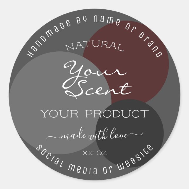 Classy Product Packaging Labels Dark Grey Burgundy (Front)