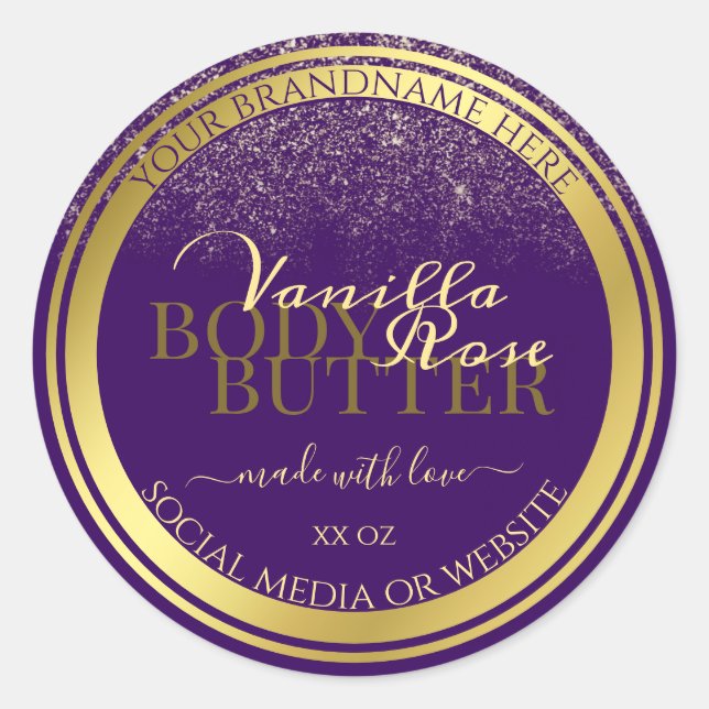 Classy Product Packaging Labels Purple and Gold (Front)