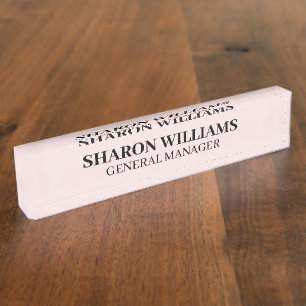 Classy Professional Blush Pink Office Title Desk Nameplate