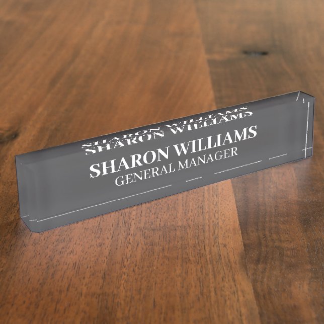 Classy Professional Grey White Office Title Desk Nameplate (Side)