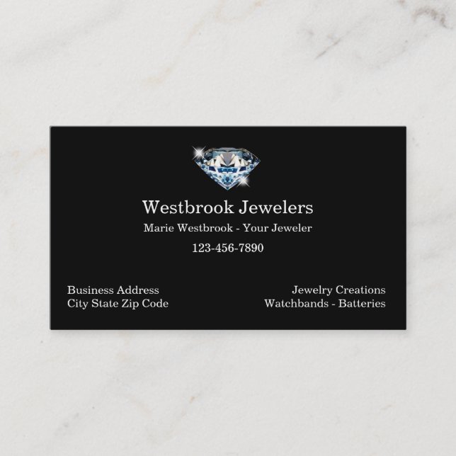 Classy Professional Jeweller Business Card (Front)