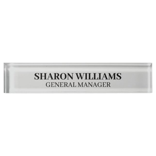 Classy Professional Light Grey Office Title Desk Nameplate (Front)