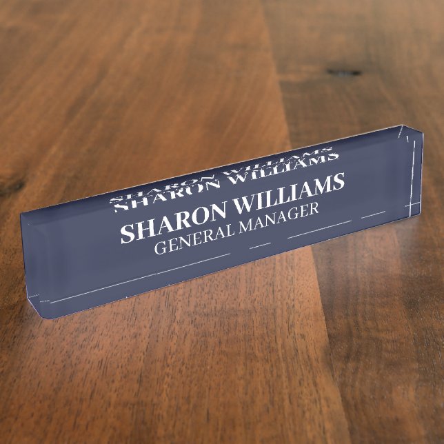 Classy Professional Navy Blue Office Title Desk Nameplate (Side)