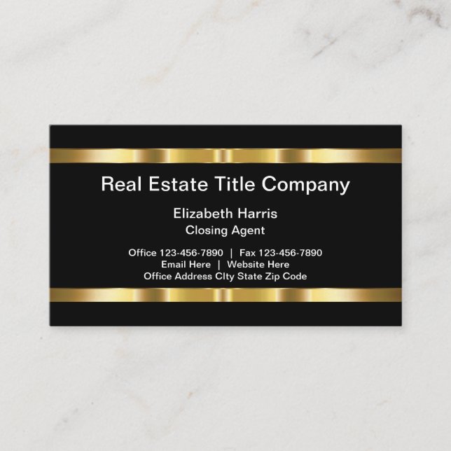 Classy Professional Real Estate Title Company Business Card (Front)