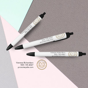 Classy Promotional Business Logo Notary Public Black Ink Pen