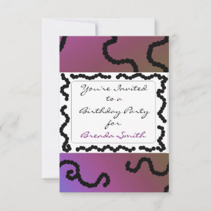 Classy Purple and Black Beaded Birthday Invitation
