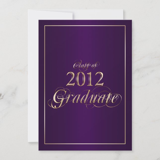 Classy Purple and Gold 2012 Graduate Invitation (Front)