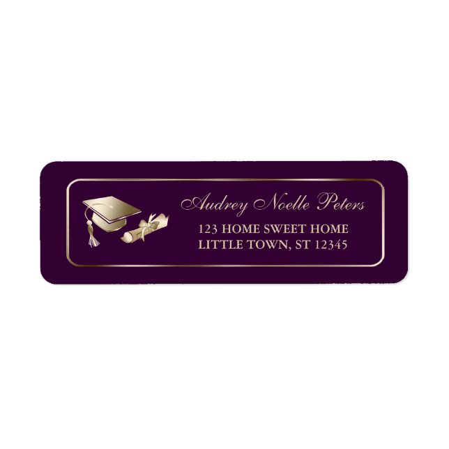 Classy Purple and Gold Graduate Address Labels (Front)