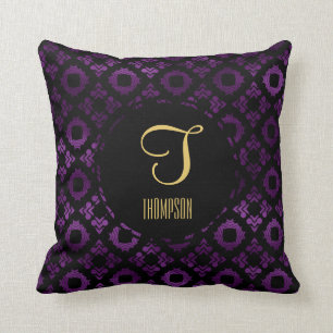 Classy Purple, Black, and Gold Cushion