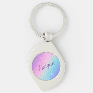 Classy Purple & Blue Bokeh Star, Name or Monogram Key Ring