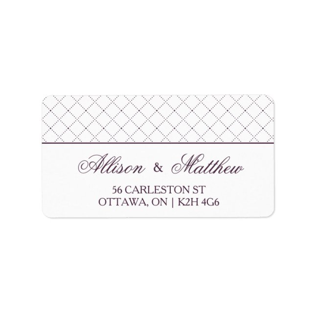 Classy Purple Check Pattern Address Label (Front)