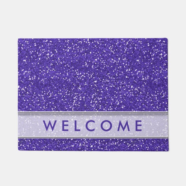 Classy Purple Glitter Look Welcome Doormat (Front)