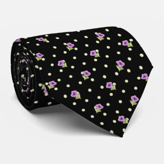 Classy Purple Green Yellow Dots Floral Pattern Tie