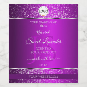 Classy Purple Logo Initials Glitter Product Labels