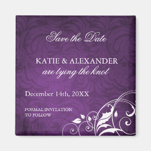 Classy Purple Save the Date Wedding Magnet