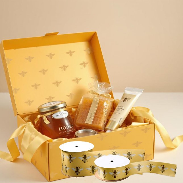 Classy Queen Bee on Cheery Yellow Beekeeper Nature Satin Ribbon (Creator Uploaded)