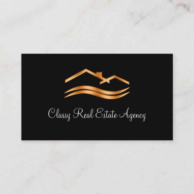 Classy Real Estate Broker Modern Business Card (Front)