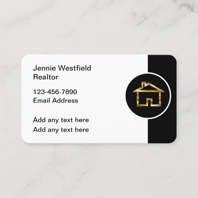 Classy Real Estate Gold Home Business Cards (Front)