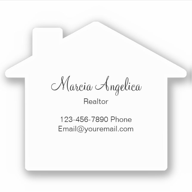 Classy Real Estate Sticker Label White House Shape (Front)