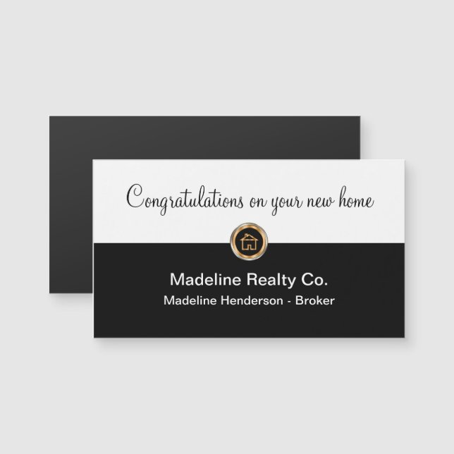 Classy Realtor Magnetic New Home Congratulations (Front/Back)