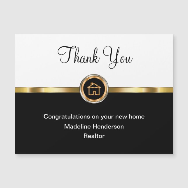 Classy Realtor Magnetic Thank You Cards (Front)