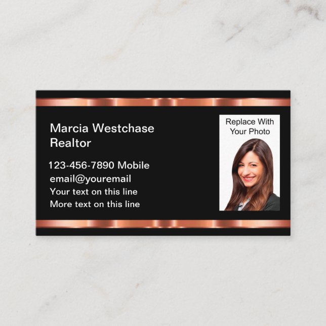 Classy Realtor Photo Template Business Cards (Front)