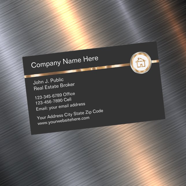 Classy Realtor Theme Gold House Symbol Magnetic Business Card (Creator Uploaded)