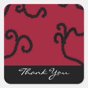 Classy Red and Black Beaded Thank You Square Sticker