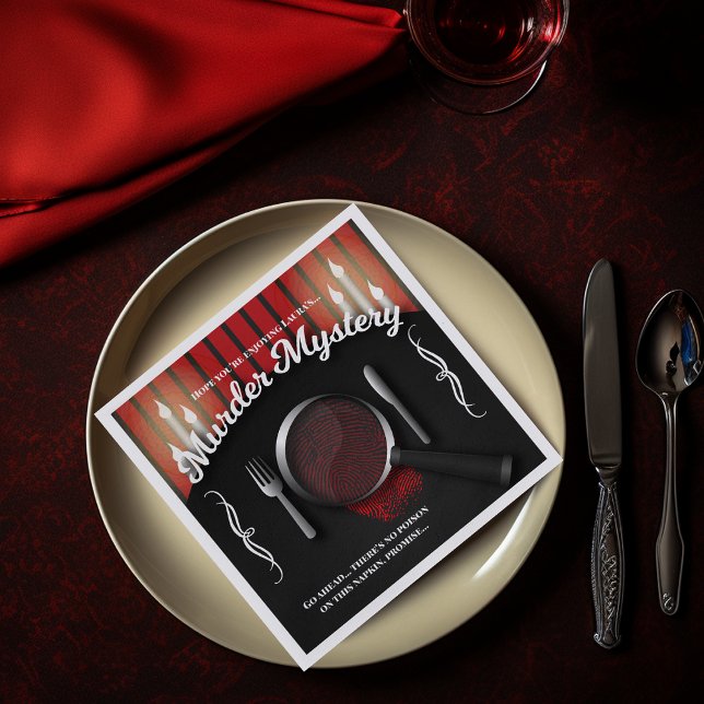 Classy Red and Black Murder Mystery Dinner Napkin (Creator Uploaded)
