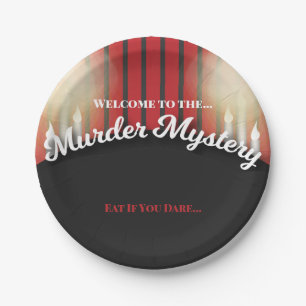 Classy Red and Black Murder Mystery Dinner Paper Plate
