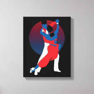 Classy Red and Blue Vector Art Tango dance Canvas Print