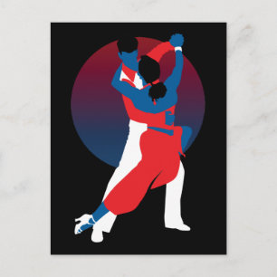 Classy Red and Blue Vector Art Tango dance Postcard