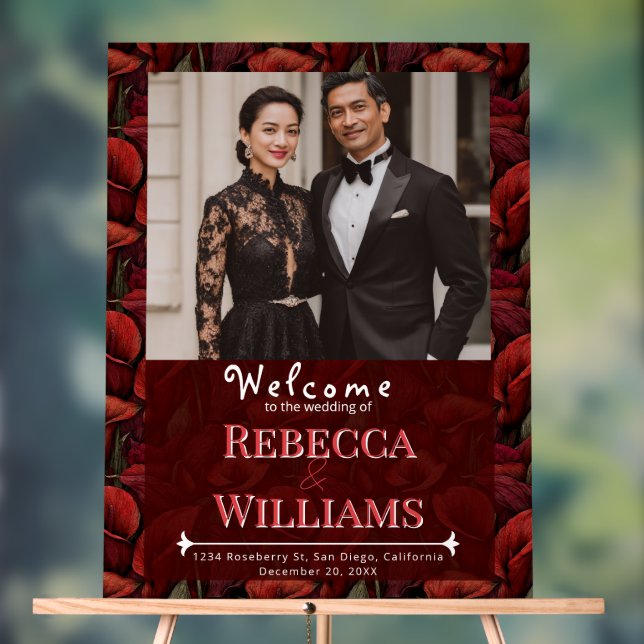 Classy Red Calla Lilies Inspired Traditional  Acrylic Sign (Neutral)