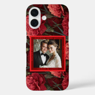 Classy Red Carnation Accent Retro Wedding Case-Mat iPhone 16 Case