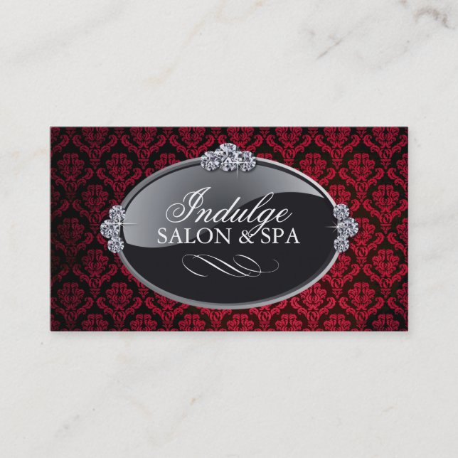 Classy Red Damask Appointment Cards (Front)