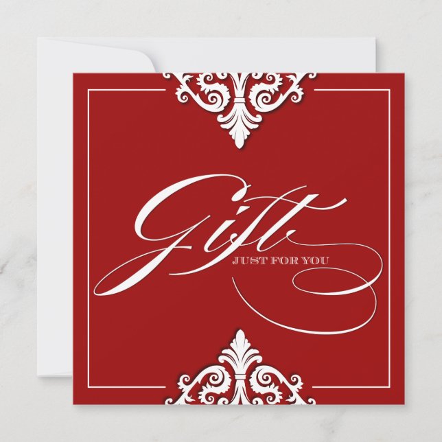 Classy Red Damask Gift Certificate (Front)